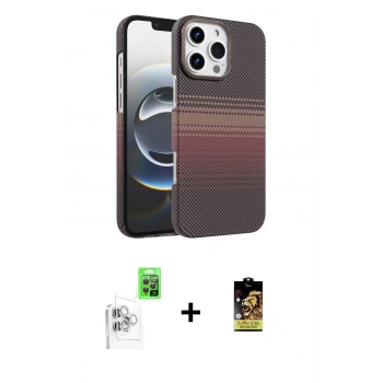 MARSİLYAN™- iPhone 16 Pro Kılıf Doruk Serisi - Siyah Buffer Cam Ekran Koruyucu + Raze Metal Kamera Lens - BZ