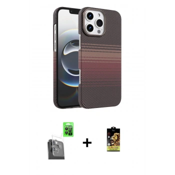 MARSİLYAN™- iPhone 16 Pro Kılıf Doruk Serisi - Siyah Buffer Cam Ekran Koruyucu + Raze Metal Kamera Lens - SH