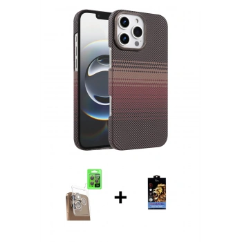 MARSİLYAN™- iPhone 16 Pro Kılıf Doruk Serisi - Siyah Buffer Hayalet Cam Ekran Koruyucu + Raze Metal Kamera Lens - CLTM