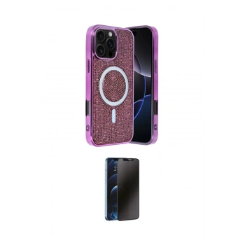 MARSİLYAN™- iPhone 16 Pro Kılıf Eksen Çizgi - Siyah 3D Antistatik Hayalet Cam Ekran Koruyucu
