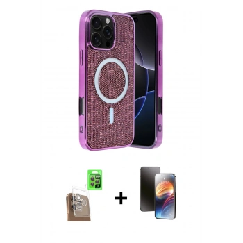 MARSİLYAN™- iPhone 16 Pro Kılıf Eksen Çizgi - Siyah 3D Antistatik Mat Seramik Nano Ekran Koruyucu + Raze Metal Kamera Lens - CLTM