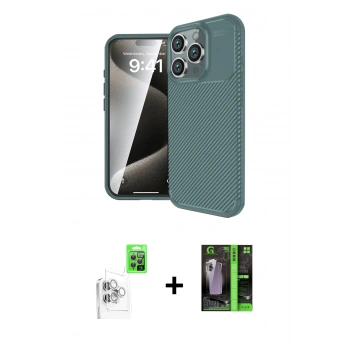 MARSİLYAN™- iPhone 16 Pro Kılıf Eksen Form Prime - Şeffaf 360 Full Body Arka Koruyucu + Raze Metal Kamera Lens - BZ
