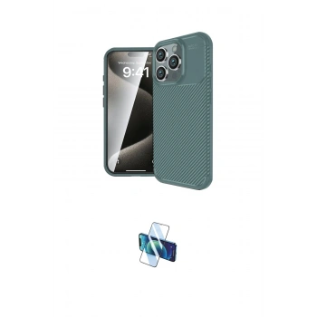 MARSİLYAN™- iPhone 16 Pro Kılıf Eksen Form Prime - Siyah 3D Antistatik Seramik Nano Ekran Koruyucu