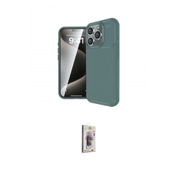 MARSİLYAN™- iPhone 16 Pro Kılıf Eksen Form Prime - Siyah Bilvis 3D Cam Ekran Koruyucu
