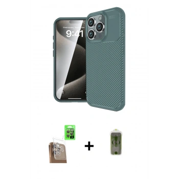 MARSİLYAN™- iPhone 16 Pro Kılıf Eksen Form Prime - Siyah Joko Magic 5D Hayalet Cam + Raze Metal Kamera Lens - CLTM