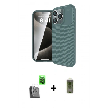 MARSİLYAN™- iPhone 16 Pro Kılıf Eksen Form Prime - Siyah Joko Magic 5D Hayalet Cam + Raze Metal Kamera Lens - SH