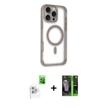 MARSİLYAN™- iPhone 16 Pro Kılıf Eksen Klasik Koleksiyonu - Şeffaf 360 Full Body Arka Koruyucu + Raze Metal Kamera Lens - BZ