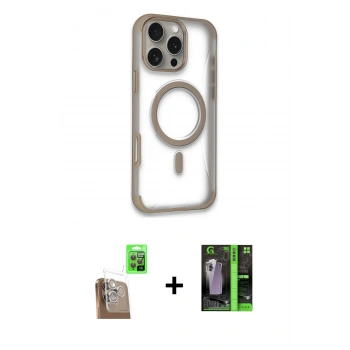 MARSİLYAN™- iPhone 16 Pro Kılıf Eksen Klasik Koleksiyonu - Şeffaf 360 Full Body Arka Koruyucu + Raze Metal Kamera Lens - CLTM