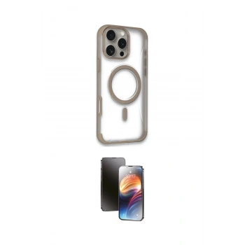 MARSİLYAN™- iPhone 16 Pro Kılıf Eksen Klasik Koleksiyonu - Siyah 3D Antistatik Mat Seramik Nano Ekran Koruyucu
