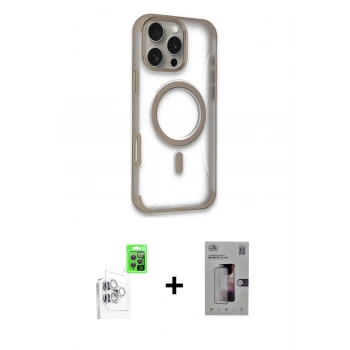 MARSİLYAN™- iPhone 16 Pro Kılıf Eksen Klasik Koleksiyonu - Siyah Bilvis 3D Mat Cam Ekran Koruyucu + Raze Metal Kamera Lens - BZ
