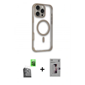 MARSİLYAN™- iPhone 16 Pro Kılıf Eksen Klasik Koleksiyonu - Siyah Bilvis 3D Mat Cam Ekran Koruyucu + Raze Metal Kamera Lens - SH
