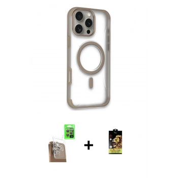 MARSİLYAN™- iPhone 16 Pro Kılıf Eksen Klasik Koleksiyonu - Siyah Buffer Cam Ekran Koruyucu + Raze Metal Kamera Lens - CLTM
