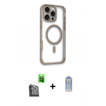 MARSİLYAN™- iPhone 16 Pro Kılıf Eksen Klasik Koleksiyonu - Siyah Joko Magic 5D Cam + Raze Metal Kamera Lens - SH