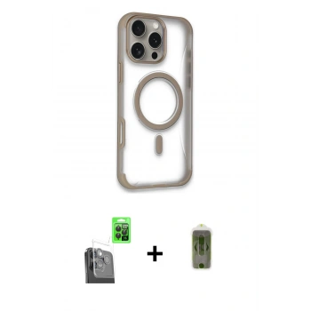 MARSİLYAN™- iPhone 16 Pro Kılıf Eksen Klasik Koleksiyonu - Siyah Joko Magic 5D Hayalet Cam + Raze Metal Kamera Lens - SH