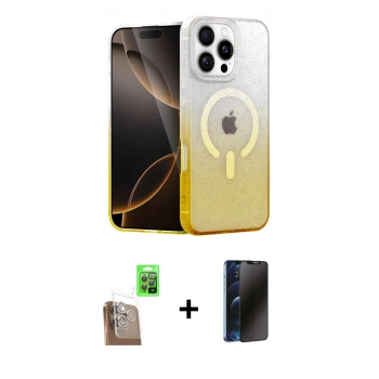 MARSİLYAN™- iPhone 16 Pro Kılıf Eksen Minimal Özel Seri - Siyah 3D Antistatik Hayalet Cam Ekran Koruyucu + Raze Metal Kamera Lens - CLTM