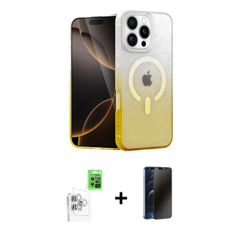 MARSİLYAN™- iPhone 16 Pro Kılıf Eksen Minimal Özel Seri - Siyah 3D Antistatik Hayalet Cam Ekran Koruyucu + Raze Metal Kamera Lens - BZ