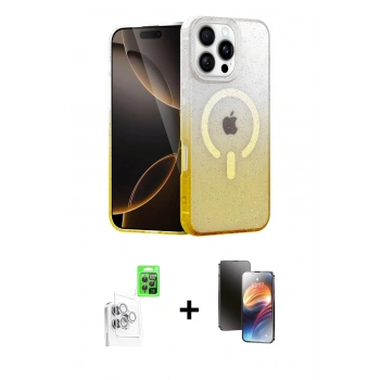 MARSİLYAN™- iPhone 16 Pro Kılıf Eksen Minimal Özel Seri - Siyah 3D Antistatik Mat Seramik Nano Ekran Koruyucu + Raze Metal Kamera Lens - BZ