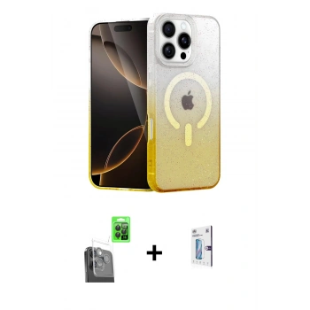 MARSİLYAN™- iPhone 16 Pro Kılıf Eksen Minimal Özel Seri - Siyah Bilvis 0.18mm Plus Cam Ekran Koruyucu + Raze Metal Kamera Lens - SH