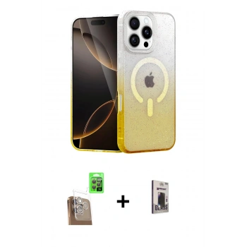 MARSİLYAN™- iPhone 16 Pro Kılıf Eksen Minimal Özel Seri - Siyah Bilvis Hayalet Cam Ekran Koruyucu + Raze Metal Kamera Lens - CLTM