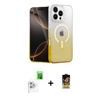 MARSİLYAN™- iPhone 16 Pro Kılıf Eksen Minimal Özel Seri - Siyah Buffer Cam Ekran Koruyucu + Raze Metal Kamera Lens - BZ