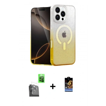 MARSİLYAN™- iPhone 16 Pro Kılıf Eksen Minimal Özel Seri - Siyah Buffer Hayalet Cam Ekran Koruyucu + Raze Metal Kamera Lens - SH