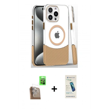 MARSİLYAN™- iPhone 16 Pro Kılıf İz Asil Prime - Şeffaf Pasifik Cam Ekran Koruyucu + Raze Metal Kamera Lens - CLTM