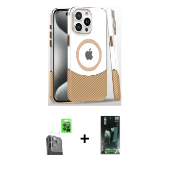 MARSİLYAN™- iPhone 16 Pro Kılıf İz Asil Prime - Siyah 360 Mat Full Body Arka Koruyucu + Raze Metal Kamera Lens - SH