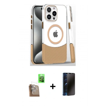 MARSİLYAN™- iPhone 16 Pro Kılıf İz Asil Prime - Siyah 3D Antistatik Hayalet Cam Ekran Koruyucu + Raze Metal Kamera Lens - CLTM