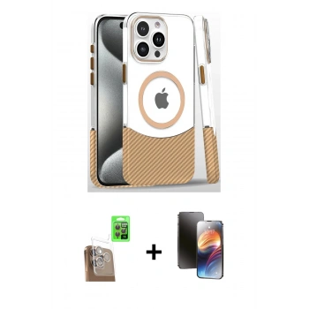 MARSİLYAN™- iPhone 16 Pro Kılıf İz Asil Prime - Siyah 3D Antistatik Mat Seramik Nano Ekran Koruyucu + Raze Metal Kamera Lens - CLTM