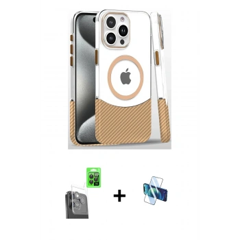 MARSİLYAN™- iPhone 16 Pro Kılıf İz Asil Prime - Siyah 3D Antistatik Seramik Nano Ekran Koruyucu + Raze Metal Kamera Lens - SH