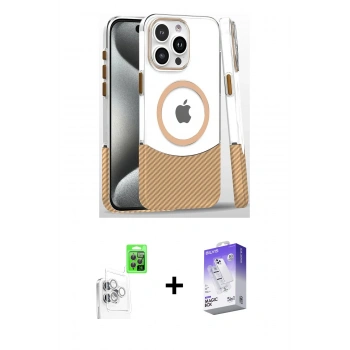 MARSİLYAN™- iPhone 16 Pro Kılıf İz Asil Prime - Siyah Bilvis 5in1 3D Magic Cam Ekran Koruyucu + Raze Metal Kamera Lens - BZ