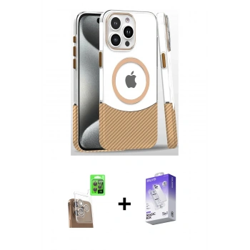 MARSİLYAN™- iPhone 16 Pro Kılıf İz Asil Prime - Siyah Bilvis 5in1 3D Magic Cam Ekran Koruyucu + Raze Metal Kamera Lens - CLTM