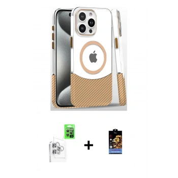 MARSİLYAN™- iPhone 16 Pro Kılıf İz Asil Prime - Siyah Buffer Hayalet Cam Ekran Koruyucu + Raze Metal Kamera Lens - BZ