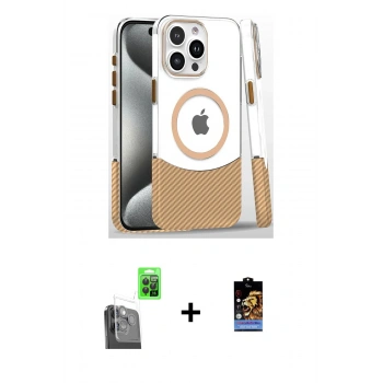 MARSİLYAN™- iPhone 16 Pro Kılıf İz Asil Prime - Siyah Buffer Hayalet Cam Ekran Koruyucu + Raze Metal Kamera Lens - SH
