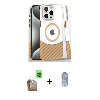 MARSİLYAN™- iPhone 16 Pro Kılıf İz Asil Prime - Siyah Joko Magic 5D Cam + Raze Metal Kamera Lens - CLTM