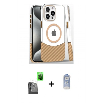MARSİLYAN™- iPhone 16 Pro Kılıf İz Asil Prime - Siyah Joko Magic 5D Cam + Raze Metal Kamera Lens - SH