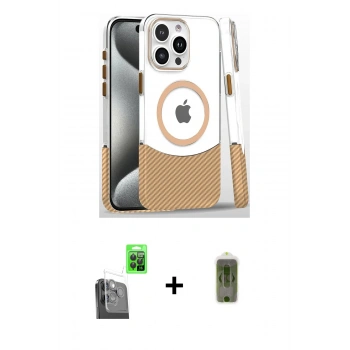 MARSİLYAN™- iPhone 16 Pro Kılıf İz Asil Prime - Siyah Joko Magic 5D Hayalet Cam + Raze Metal Kamera Lens - SH
