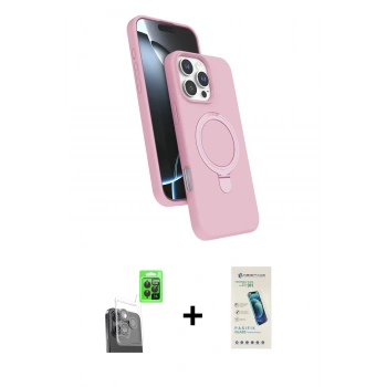 MARSİLYAN™- iPhone 16 Pro Kılıf İz Işık Koleksiyonu - Şeffaf Pasifik Cam Ekran Koruyucu + Raze Metal Kamera Lens - SH