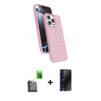 MARSİLYAN™- iPhone 16 Pro Kılıf İz Işık Koleksiyonu - Siyah 3D Antistatik Hayalet Cam Ekran Koruyucu + Raze Metal Kamera Lens - SH