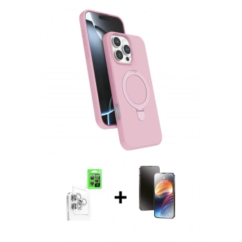 MARSİLYAN™- iPhone 16 Pro Kılıf İz Işık Koleksiyonu - Siyah 3D Antistatik Mat Seramik Nano Ekran Koruyucu + Raze Metal Kamera Lens - BZ