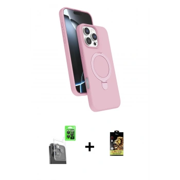 MARSİLYAN™- iPhone 16 Pro Kılıf İz Işık Koleksiyonu - Siyah Buffer Cam Ekran Koruyucu + Raze Metal Kamera Lens - SH