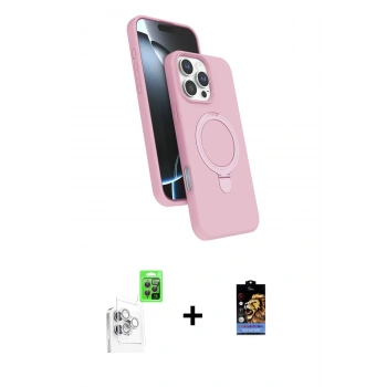 MARSİLYAN™- iPhone 16 Pro Kılıf İz Işık Koleksiyonu - Siyah Buffer Hayalet Cam Ekran Koruyucu + Raze Metal Kamera Lens - BZ
