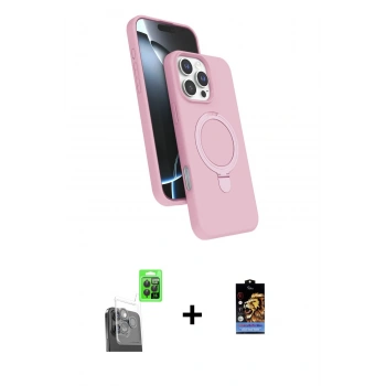 MARSİLYAN™- iPhone 16 Pro Kılıf İz Işık Koleksiyonu - Siyah Buffer Hayalet Cam Ekran Koruyucu + Raze Metal Kamera Lens - SH