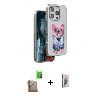 MARSİLYAN™- iPhone 16 Pro Kılıf İz Minimal Koleksiyonu - Siyah Bilvis 3D Cam Ekran Koruyucu + Raze Metal Kamera Lens - CLTM