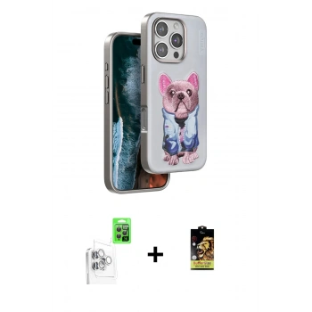 MARSİLYAN™- iPhone 16 Pro Kılıf İz Minimal Koleksiyonu - Siyah Buffer Cam Ekran Koruyucu + Raze Metal Kamera Lens - BZ