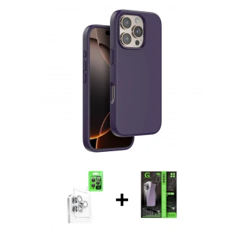 MARSİLYAN™- iPhone 16 Pro Kılıf Kıvılcım Çizgi Serisi - Şeffaf 360 Full Body Arka Koruyucu + Raze Metal Kamera Lens - BZ