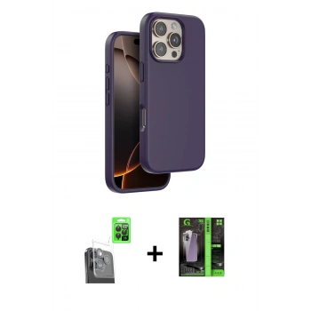 MARSİLYAN™- iPhone 16 Pro Kılıf Kıvılcım Çizgi Serisi - Şeffaf 360 Full Body Arka Koruyucu + Raze Metal Kamera Lens - SH