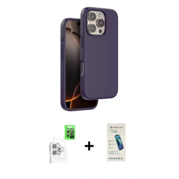 MARSİLYAN™- iPhone 16 Pro Kılıf Kıvılcım Çizgi Serisi - Şeffaf Pasifik Cam Ekran Koruyucu + Raze Metal Kamera Lens - BZ