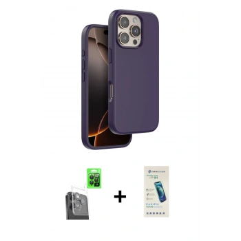 MARSİLYAN™- iPhone 16 Pro Kılıf Kıvılcım Çizgi Serisi - Şeffaf Pasifik Cam Ekran Koruyucu + Raze Metal Kamera Lens - SH