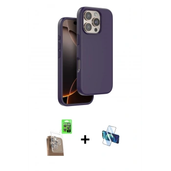MARSİLYAN™- iPhone 16 Pro Kılıf Kıvılcım Çizgi Serisi - Siyah 3D Antistatik Seramik Nano Ekran Koruyucu + Raze Metal Kamera Lens - CLTM